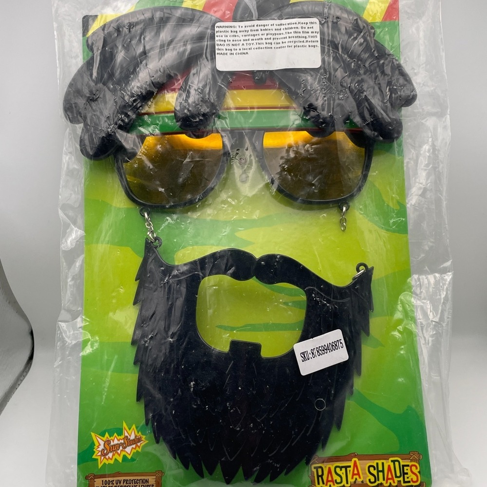 Rasta Party Mustache Sunglasses Costume Accessory UV 400 One Size Fits Most